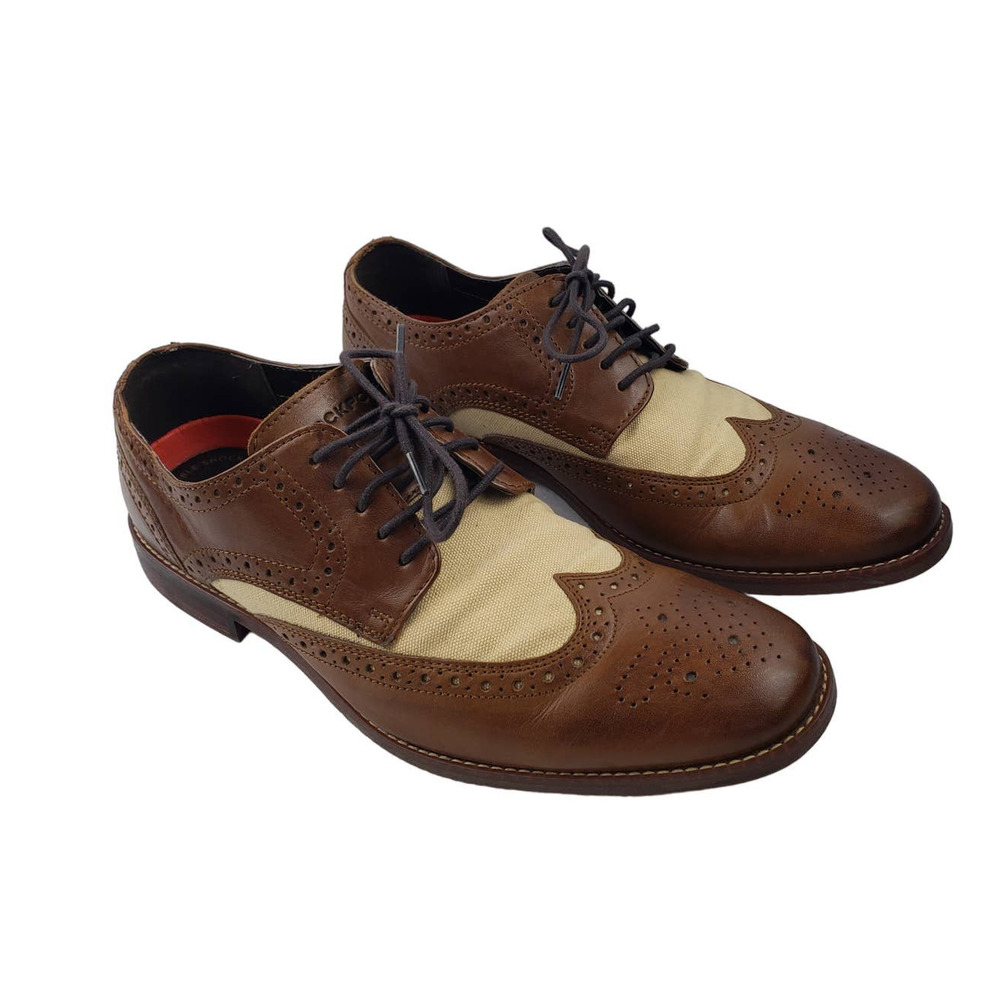 Rockport Mens Brown Leather Wingtip Oxfords  Trutech Dress Shoes Size 9.5